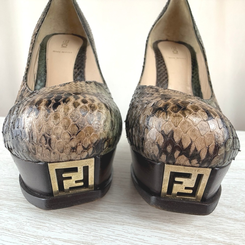 FENDI Fendista Python Stiletto Platform Heels|41|Snakeskin Baddie Mobwife Italy - Picture 5 of 9